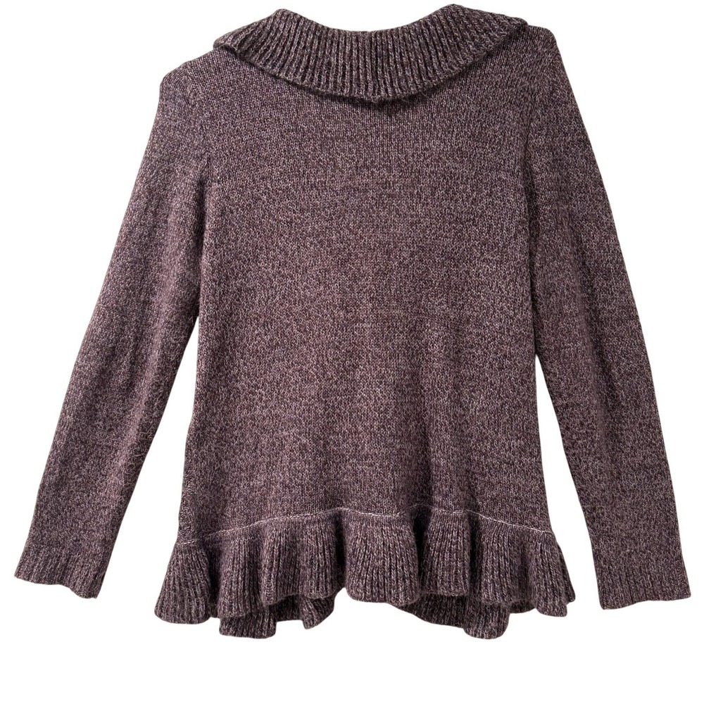 Karen Scott Womens Cardigan Purple Long Sleeve Open Knit Ruffle Size PXL - Picture 5 of 8